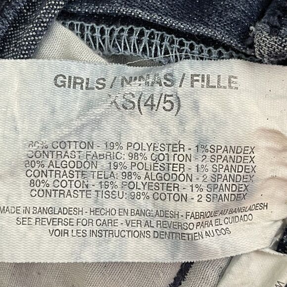 LEI Girls Stars & Stripes Denim Shortalls Overalls XS 4-5 Blue Shorts USA - Picture 14 of 14